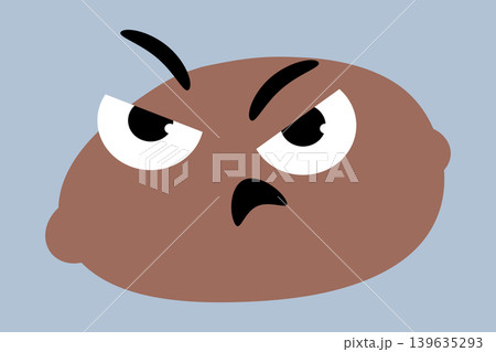 Angry kiwi fruit sticker with grumpy face cartoon character, vector illustration 139635293