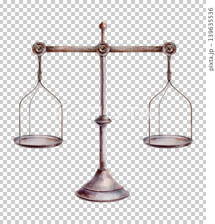 Apothecary scales watercolor illustration for herbal pharmacy. Antique balance for medicinal ingredients weighing, vintage pharmaceutical laboratory branding and organic medicine packaging design Apothecary scales watercolor illustration for herbal pharmacy. Antique balance for medicinal ingredients weighing, vintage pharmaceutical laboratory branding and organic medicine packaging design 139635536