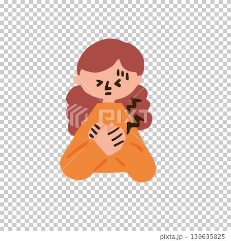 Illustration of a woman with a sore heart 139635825