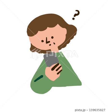 スマホの使い方がわからない高齢女性のイラスト 139635827
