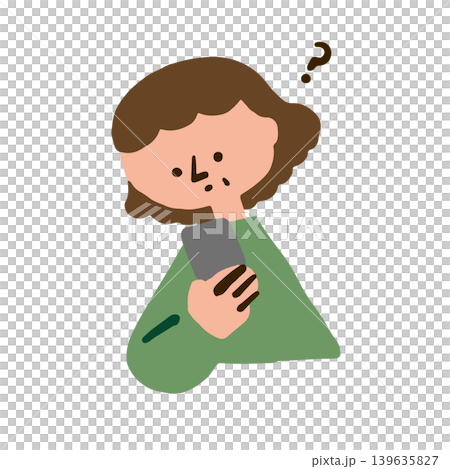 スマホの使い方がわからない高齢女性のイラスト 139635827