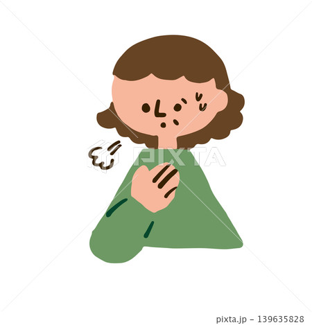 息苦しくなる高齢女性のイラスト 息苦しくなる高齢女性のイラスト 139635828