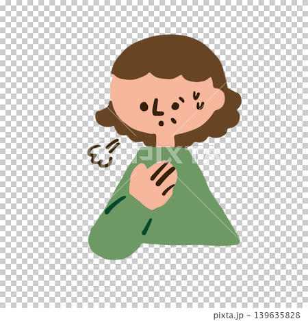 Illustration of an elderly woman experiencing difficulty breathing Illustration of an elderly woman experiencing difficulty breathing 139635828