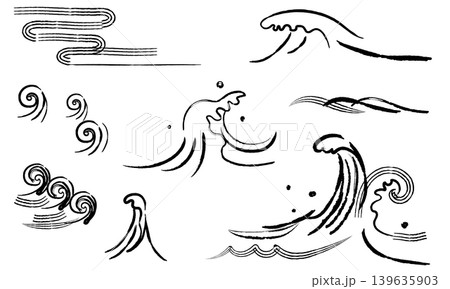 和風の波イラストセット 和風の波イラストセット 139635903