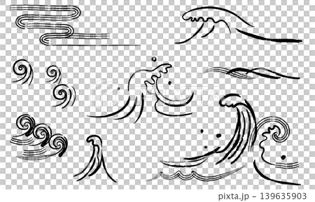 和風の波イラストセット 和風の波イラストセット 139635903