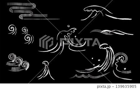 和風の波イラストセット 銀 和風の波イラストセット 銀 139635905