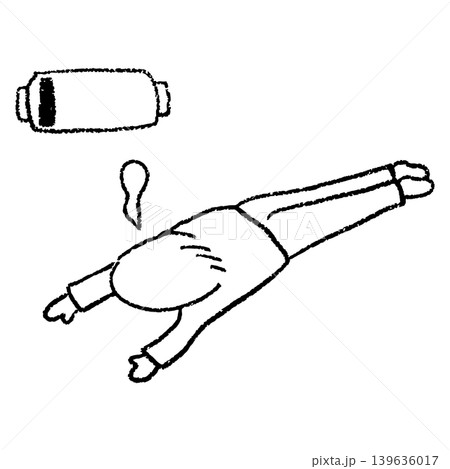 電池が切れて動けなくなった女性の手描きイラスト 139636017