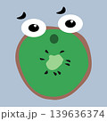Surprised kiwi fruit sticker with shocked face cartoon character, vector illustration 139636374