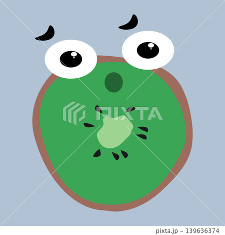 Surprised kiwi fruit sticker with shocked face cartoon character, vector illustration Surprised kiwi fruit sticker with shocked face cartoon character, vector illustration 139636374