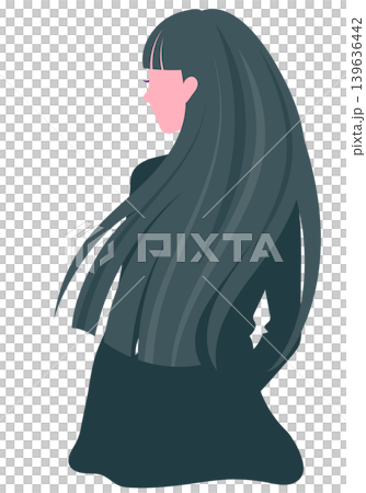 The back view of a woman with long hair blowing in the wind. The back view of a woman with long hair blowing in the wind. 139636442