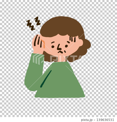 Illustration of an elderly woman suffering from a headache Illustration of an elderly woman suffering from a headache 139636531