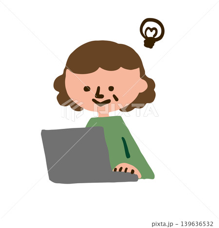 パソコンを使う高齢女性のイラスト パソコンを使う高齢女性のイラスト 139636532