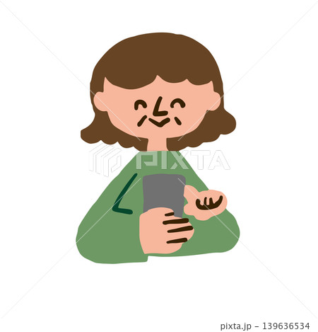 スマホを使う高齢女性のイラスト スマホを使う高齢女性のイラスト 139636534