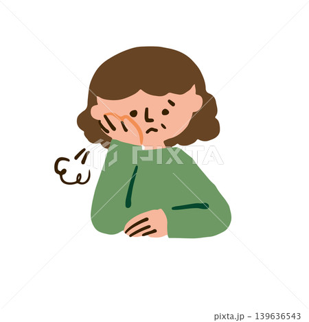 気分が落ち込む高齢女性のイラスト 気分が落ち込む高齢女性のイラスト 139636543