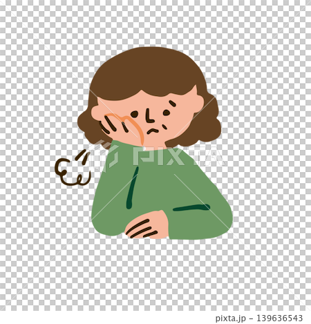 気分が落ち込む高齢女性のイラスト 気分が落ち込む高齢女性のイラスト 139636543