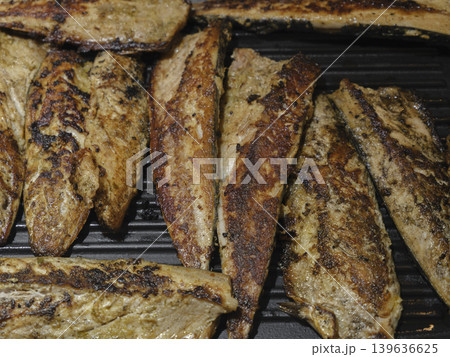 freshly cooked fish on the grill 139636625