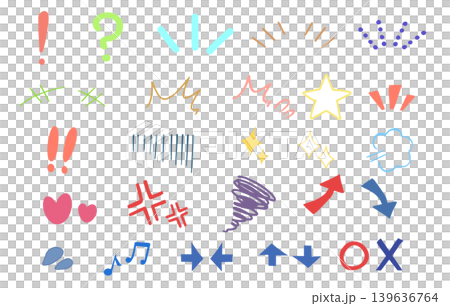 Hand-drawn symbols and emotional expression embellishments set (color) Hand-drawn symbols and emotional expression embellishments set (color) 139636764