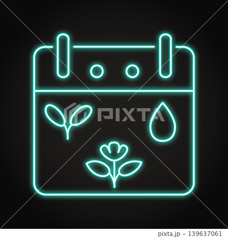 Plant care schedule neon icon Plant care schedule neon icon 139637061