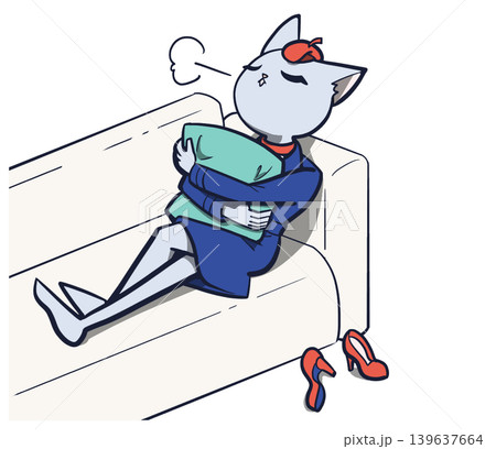 ソファで休憩する猫のキャラクター ソファで休憩する猫のキャラクター 139637664