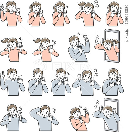 スマホを使う人の表情セット 139638080