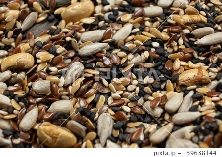 Nutritional seed mix texture with sunflower pumpkin and sesame seeds Nutritional seed mix texture with sunflower pumpkin and sesame seeds 139638144
