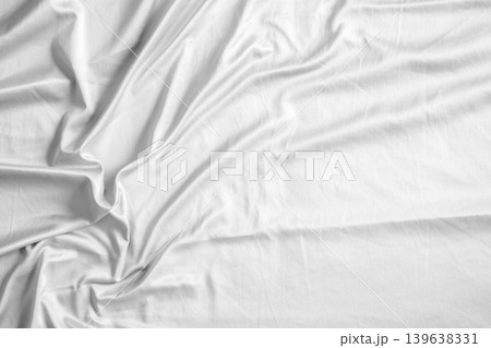 Abstract white wrinkled bedding sheet fabric texture background 139638331
