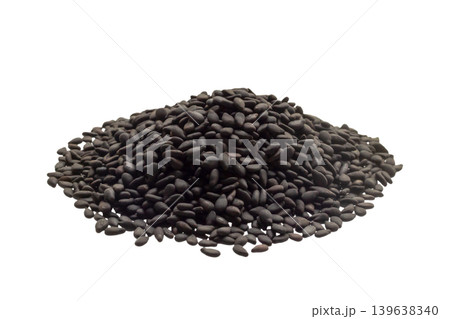 Black sesame seeds isolated on white background 139638340