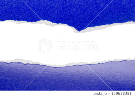 Blue ripped paper torn edges strips isolated on white background Blue ripped paper torn edges strips isolated on white background 139638381