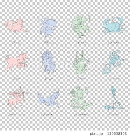 The twelve constellations of the zodiac are based on classical Greek mythology. 139638598