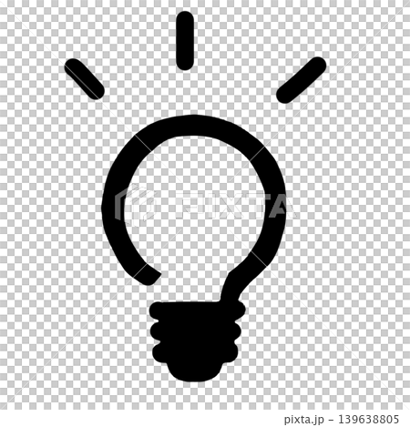 A simple icon representing the idea of a glowing light bulb. 139638805