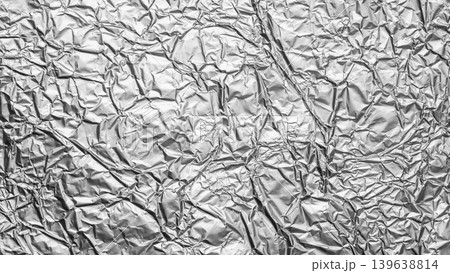 Shiny metal silver gray foil leaf crumpled texture background 139638814