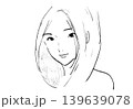 シンプル女性のイラスト　色なし 139639078