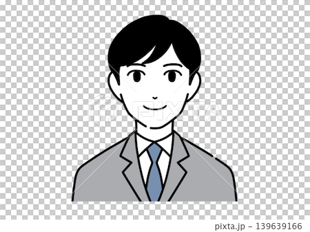 A monochrome illustration of a young man in a suit. A monochrome illustration of a young man in a suit. 139639166