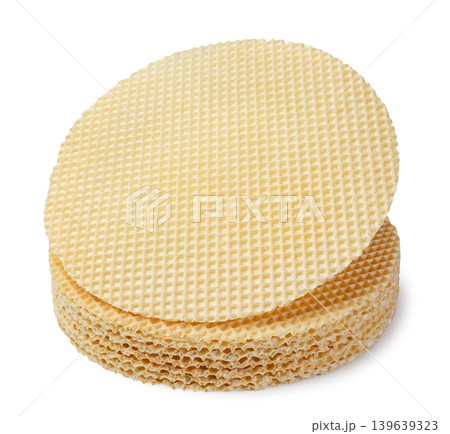 Round wafer cake close up on a white. Isolated Round wafer cake close up on a white. Isolated 139639323