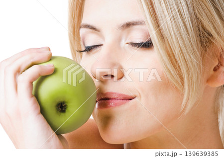 healthy girl and apple healthy girl and apple 139639385
