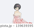 ピンク色のドレスを着た黒髪短髪のお姫様 139639395