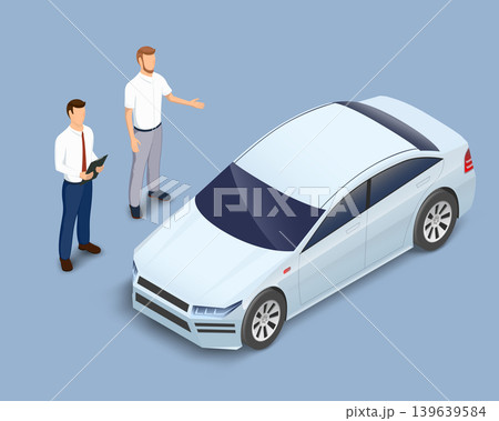 Car dealership manager sells a car to a customer Car dealership manager sells a car to a customer 139639584