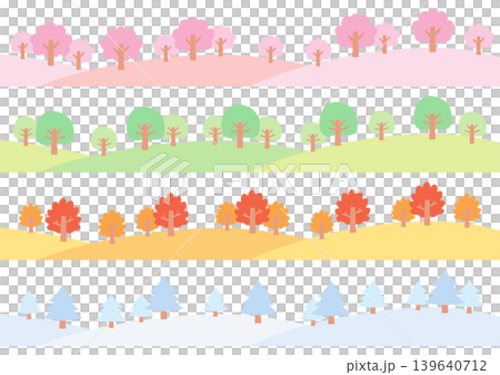 A set of tree-lined street scenes for all four seasons. A set of tree-lined street scenes for all four seasons. 139640712
