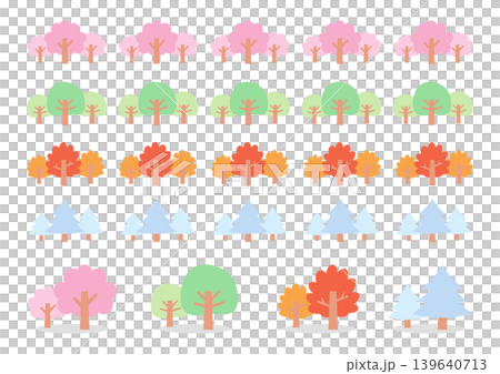 A set of cute tree-lined streets for spring, summer, autumn, and winter. A set of cute tree-lined streets for spring, summer, autumn, and winter. 139640713