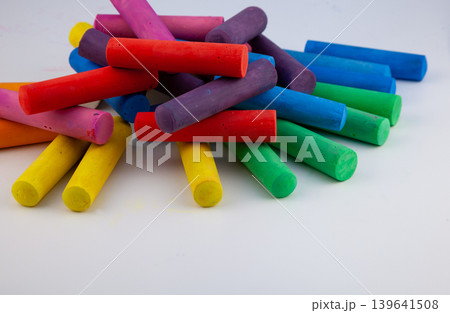 Colorful chalks stick. Set for drawing on street. Hobby and craft. Back to school Colorful chalks stick. Set for drawing on street. Hobby and craft. Back to school 139641508