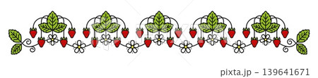 Garden sweet strawberry divider or frame border. Ripe fruit spacer, garden berry frame separator. Farm strawberry decoration divider Garden sweet strawberry divider or frame border. Ripe fruit spacer, garden berry frame separator. Farm strawberry decoration divider 139641671