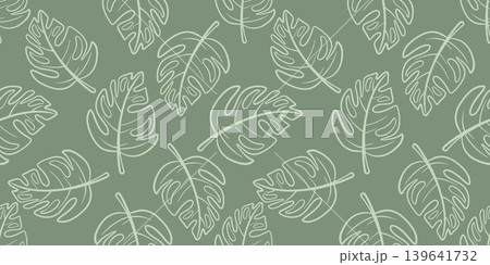 Seamless pattern with hand drawn tropical leaves 139641732
