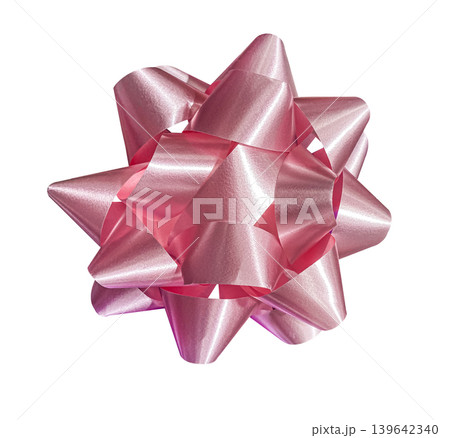 Shiny Pink Ribbon Bow isolated on white background with clipping path. 139642340