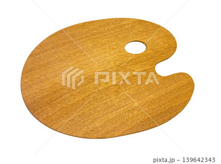 Empty Wooden art palette isolated on white background. Empty Wooden art palette isolated on white background. 139642343