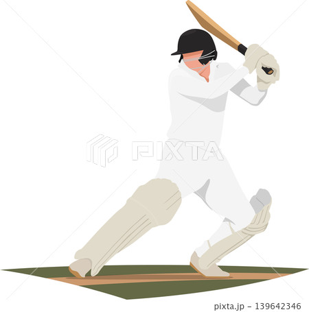 Cricket player batting stock illustration 139642346