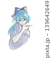 白い着物の女の子　水色の髪の毛 139642649