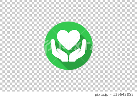 Green Heart Hands Icon Representing Care, Charity, Support and Protection for Health and Community Green Heart Hands Icon Representing Care, Charity, Support and Protection for Health and Community 139642855