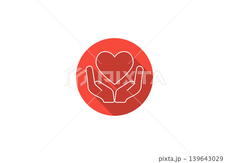 Heart In Hands Charity Icon Flat Design Long Shadow Symbol For Care, Support And Compassion Heart In Hands Charity Icon Flat Design Long Shadow Symbol For Care, Support And Compassion 139643029