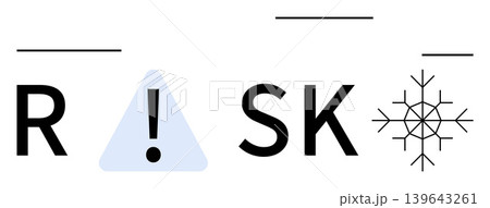 Safety awareness, decision-making, climate risks, hazard alert, winter safety, warnings. Letters form RISK with an exclamation in a triangle and a snowflake icon. Safety awareness and climate risks Safety awareness, decision-making, climate risks, hazard alert, winter safety, warnings. Letters form RISK with an exclamation in a triangle and a snowflake icon. Safety awareness and climate risks 139643261