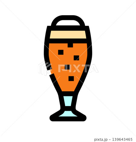 Beer glass with foam and bubbles filled color icon Beer glass with foam and bubbles filled color icon 139643465